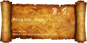Mirgics Inge névjegykártya
